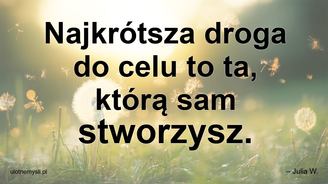 Najkrótsza droga do celu to ta,  którą sam stworzysz. - – Julia W.