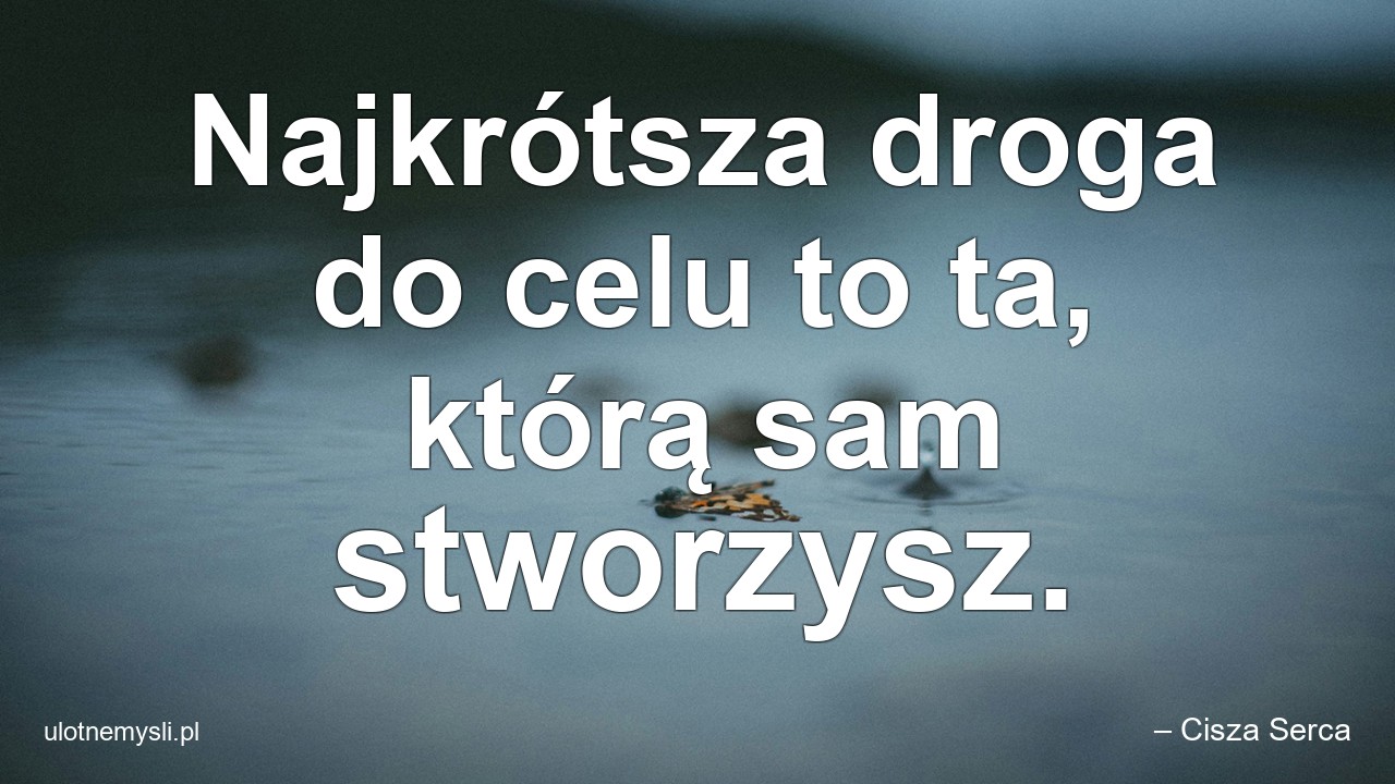 Najkrótsza droga do celu to ta,  którą sam stworzysz.