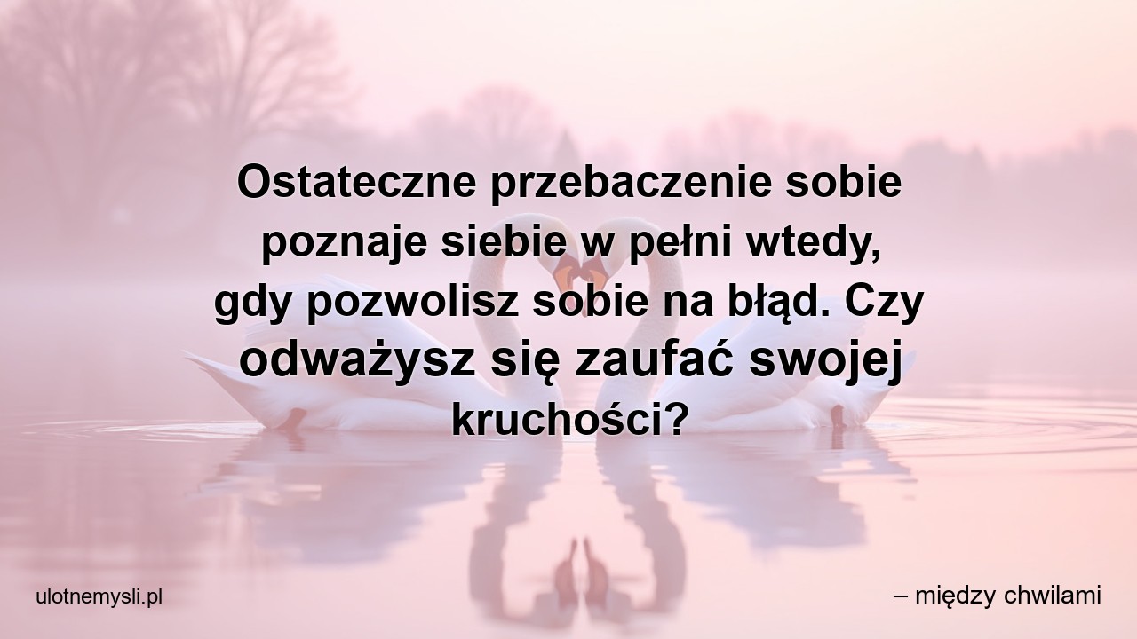Ostateczne przebaczenie sobie poznaje siebie w pełni wtedy,  gdy pozwolisz sobie na błąd. Czy odważysz się zaufać swojej kruchości? - – między chwilami