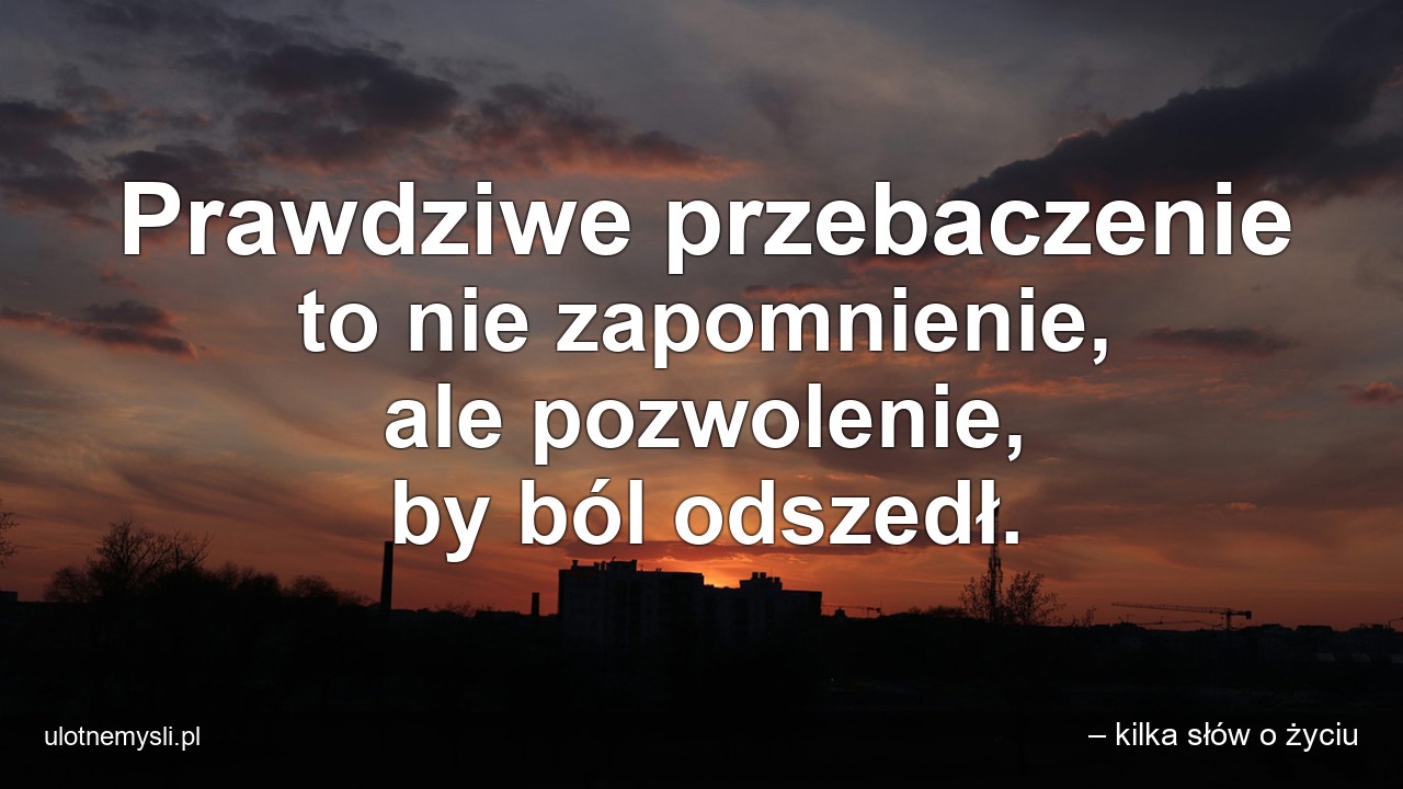 Prawdziwe przebaczenie to nie zapomnienie,  ale pozwolenie,  by ból odszedł. - – kilka słów o życiu