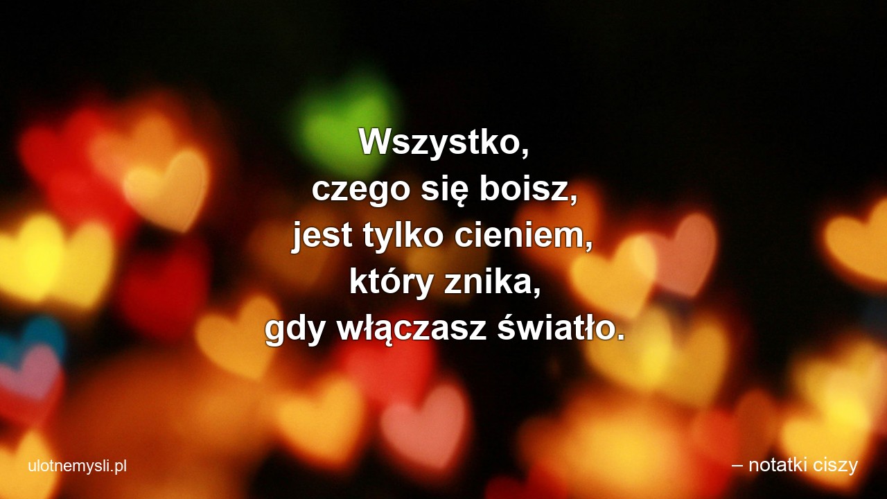 Wszystko,  czego się boisz,  jest tylko cieniem,  który znika,  gdy włączasz światło.