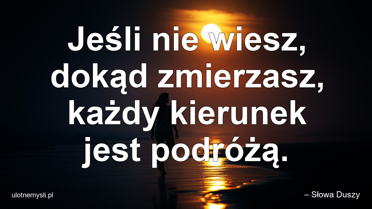 Jeśli nie wiesz,  dokąd zmierzasz,  każdy kierunek jest podróżą. - – Słowa Duszy