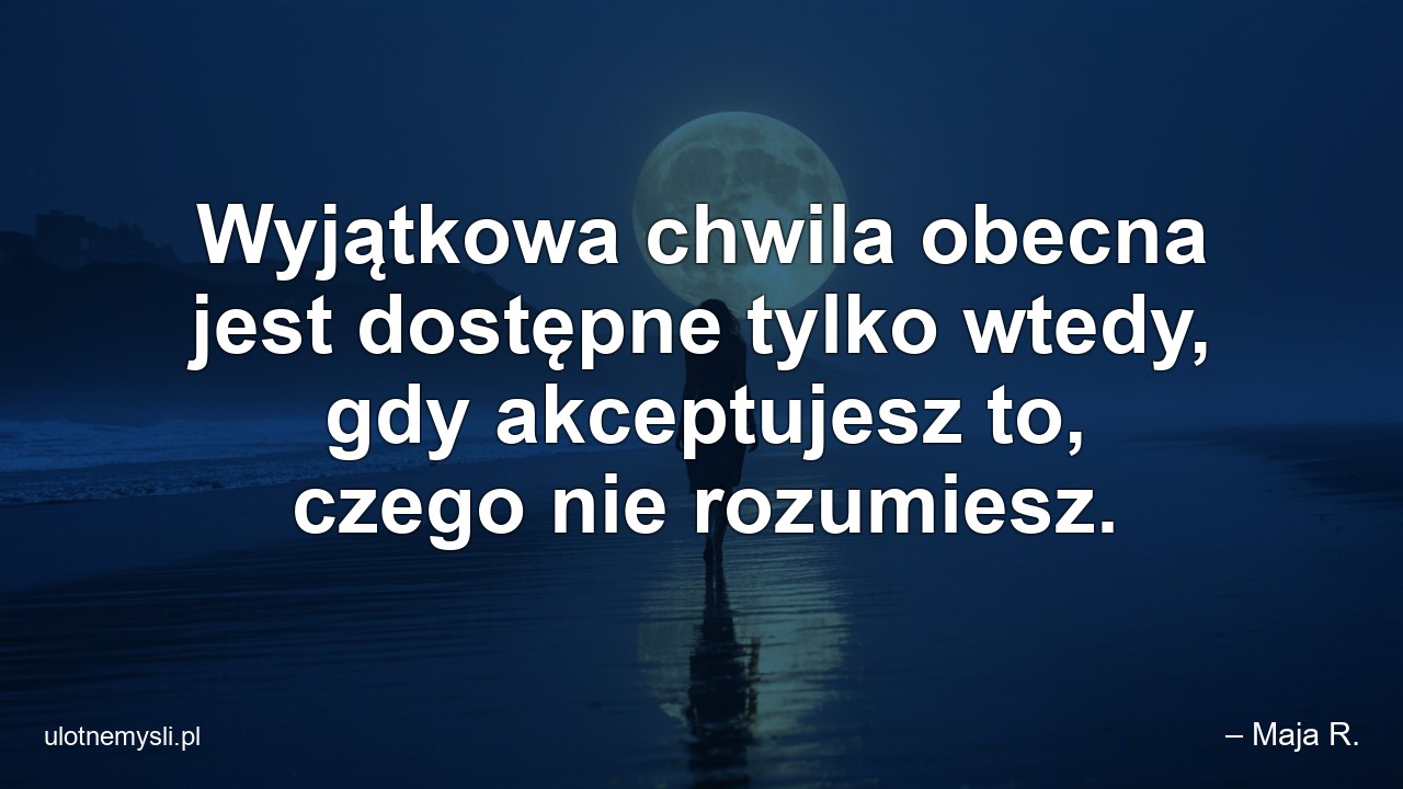 Wyjątkowa chwila obecna jest dostępne tylko wtedy,  gdy akceptujesz to,  czego nie rozumiesz.