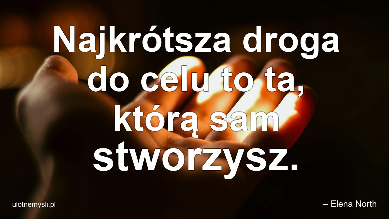 Najkrótsza droga do celu to ta,  którą sam stworzysz.