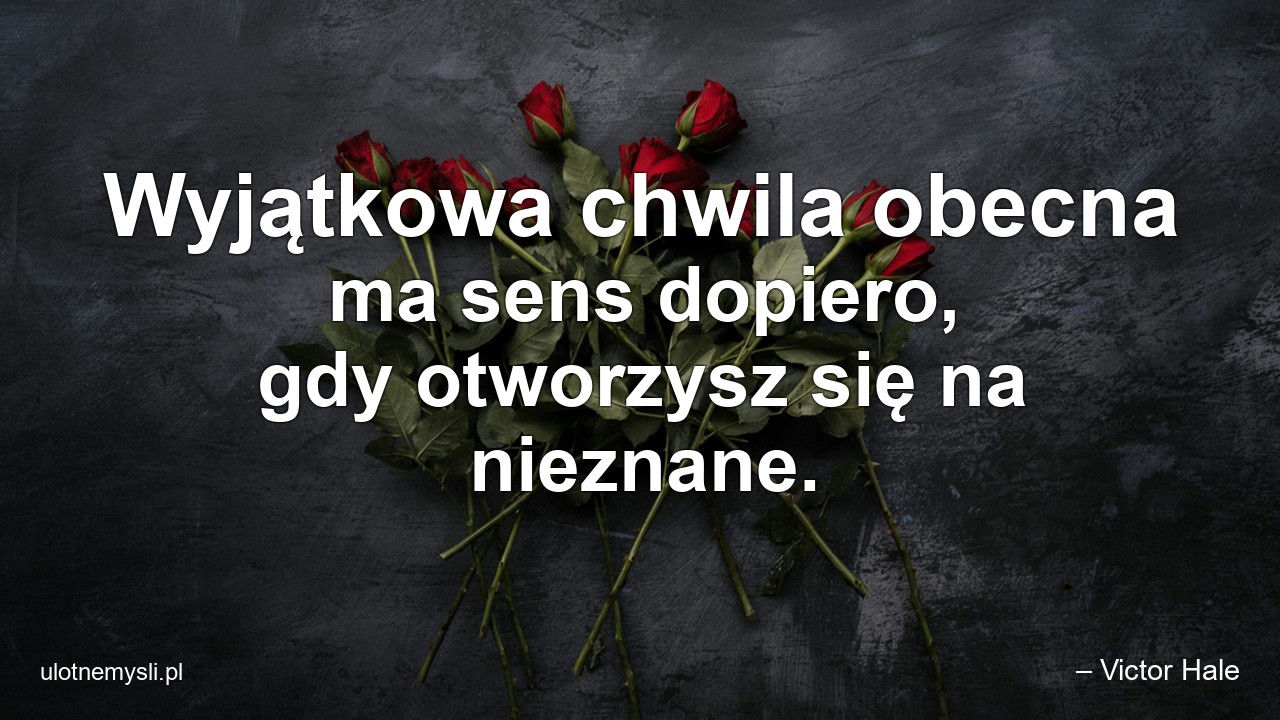 Wyjątkowa chwila obecna ma sens dopiero,  gdy otworzysz się na nieznane.