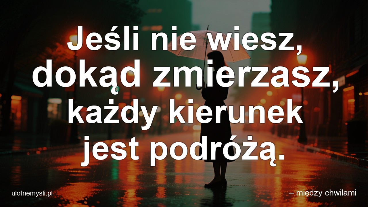 Jeśli nie wiesz,  dokąd zmierzasz,  każdy kierunek jest podróżą.