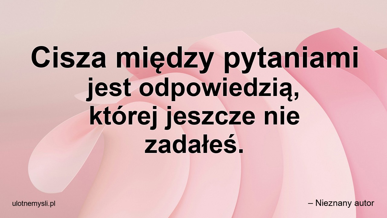 Cisza między pytaniami jest odpowiedzią,  której jeszcze nie zadałeś.