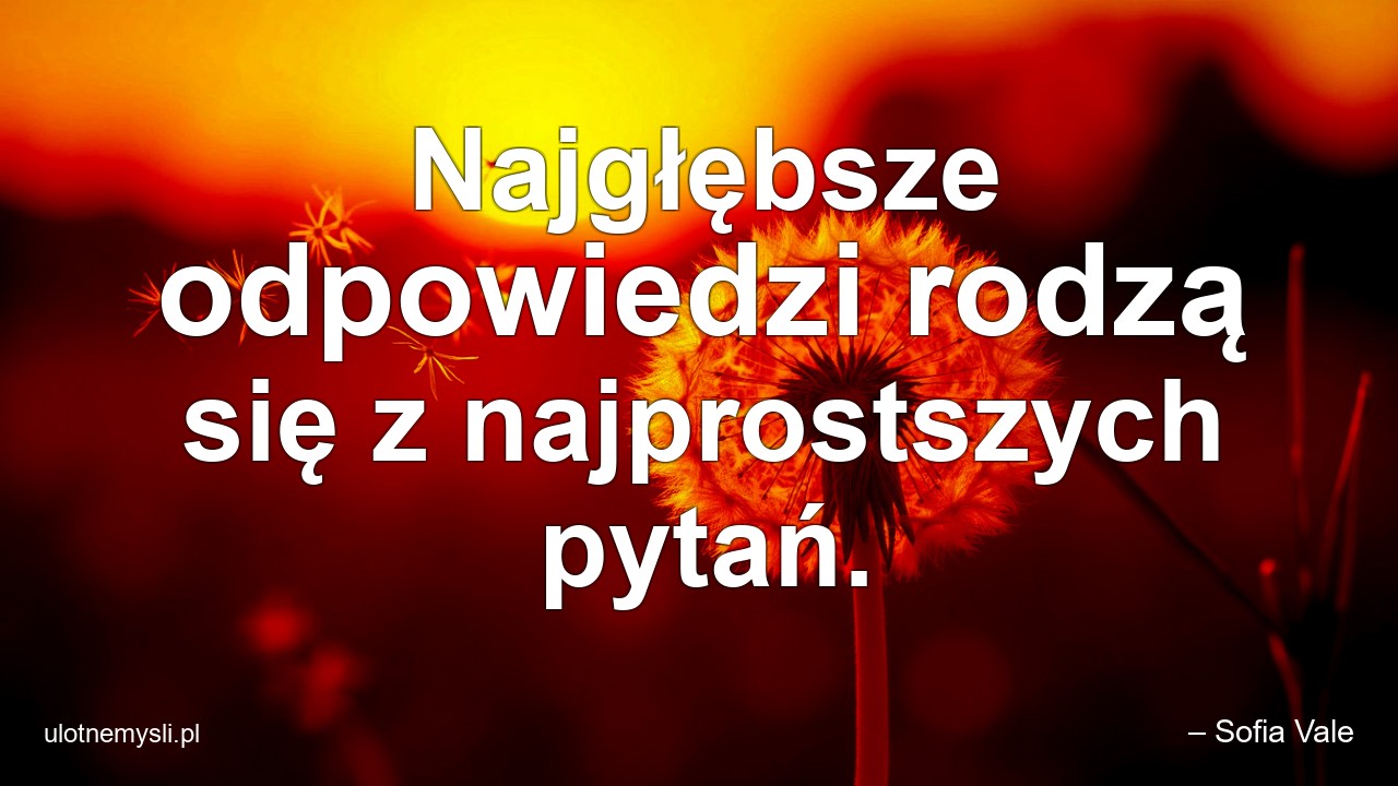 Najgłębsze odpowiedzi rodzą się z najprostszych pytań.