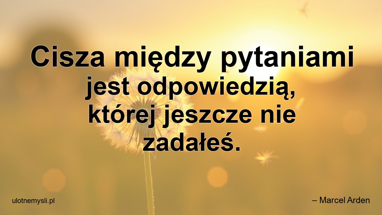 Cisza między pytaniami jest odpowiedzią,  której jeszcze nie zadałeś.