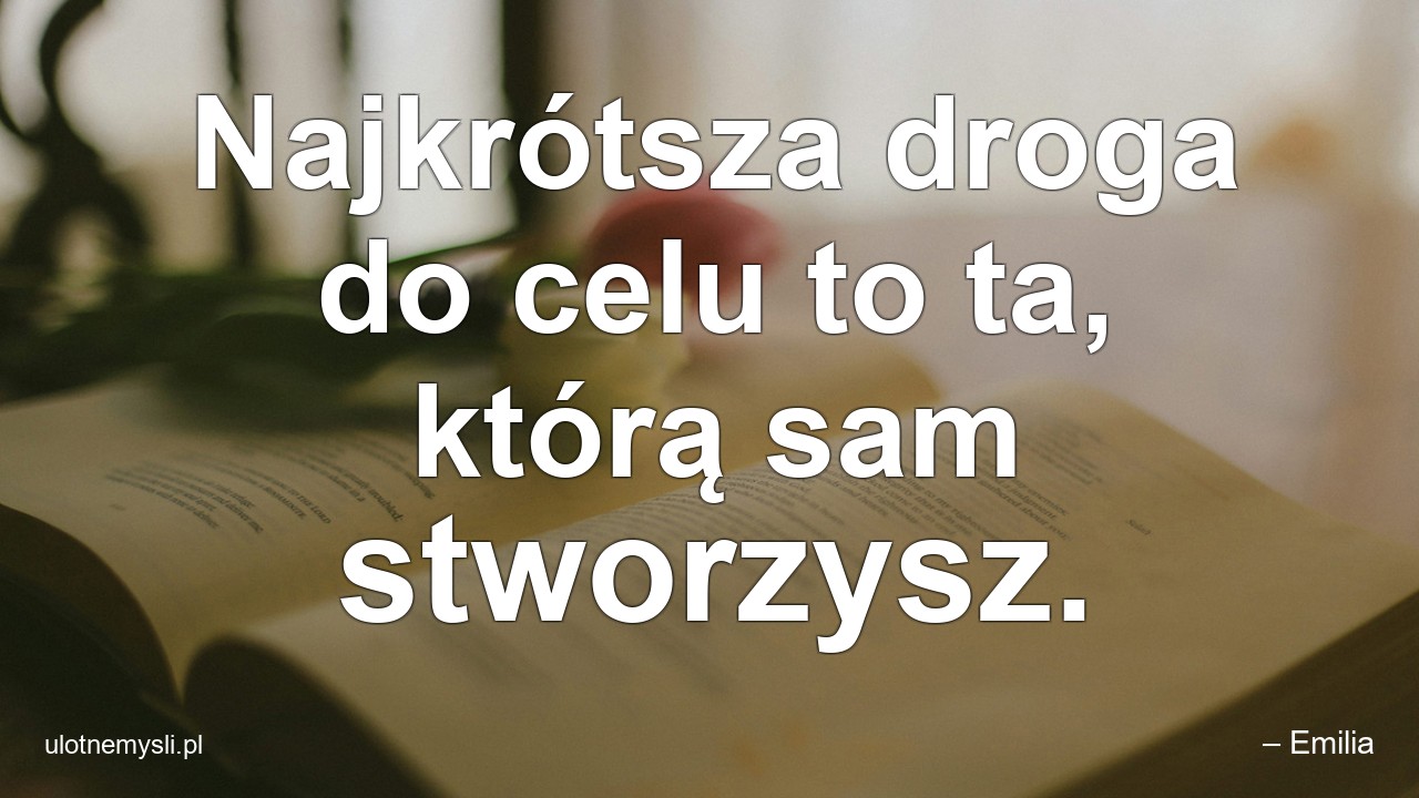 Najkrótsza droga do celu to ta,  którą sam stworzysz.