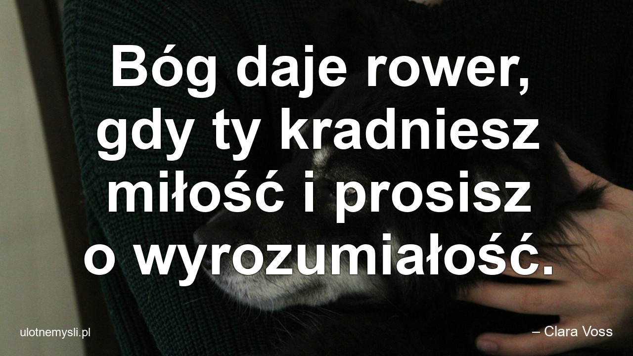 Bóg daje rower,  gdy ty kradniesz miłość i prosisz o wyrozumiałość.
