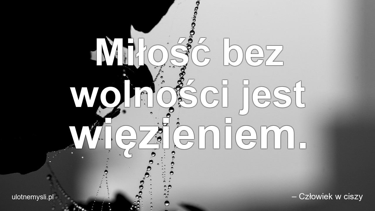 Miłość bez wolności jest więzieniem. - – Człowiek w ciszy