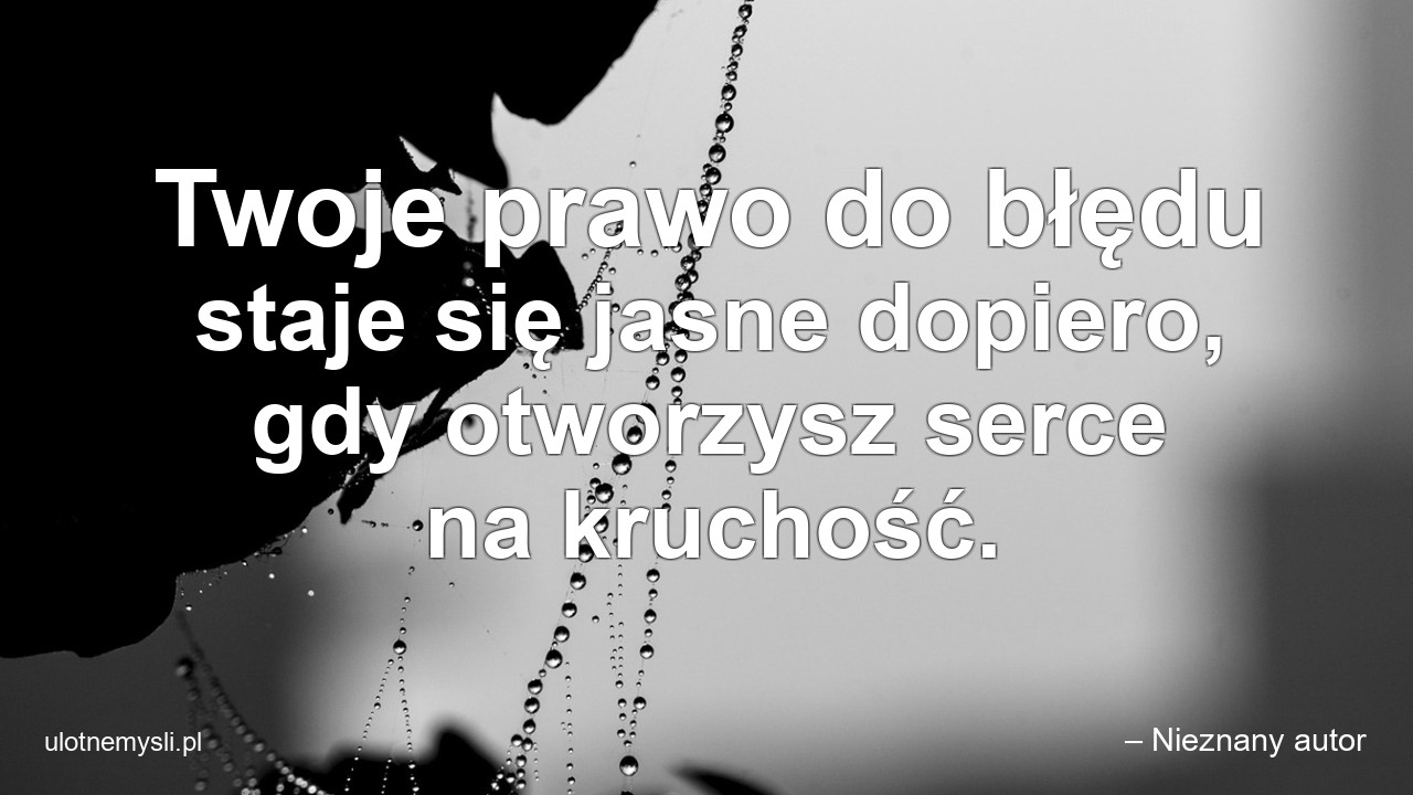 Twoje prawo do błędu staje się jasne dopiero,  gdy otworzysz serce na kruchość.