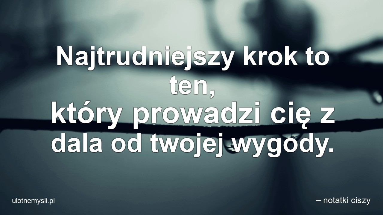 Najtrudniejszy krok to ten,  który prowadzi cię z dala od twojej wygody.