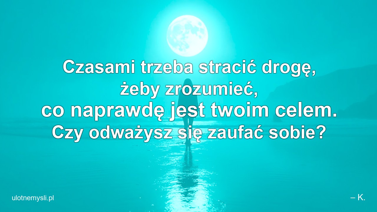 Czasami trzeba stracić drogę,  żeby zrozumieć,  co naprawdę jest twoim celem. Czy odważysz się zaufać sobie?