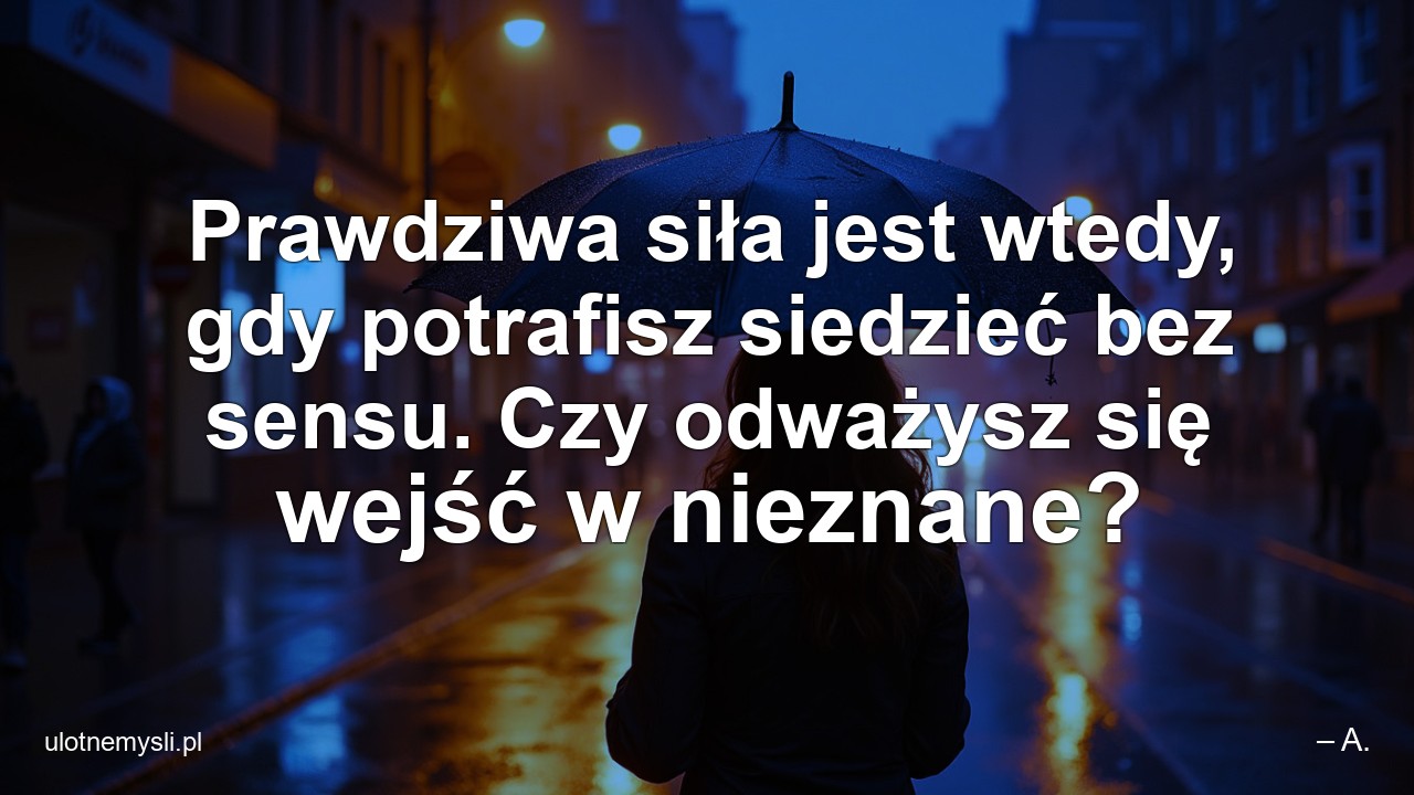 Prawdziwa siła jest wtedy,  gdy potrafisz siedzieć bez sensu. Czy odważysz się wejść w nieznane?