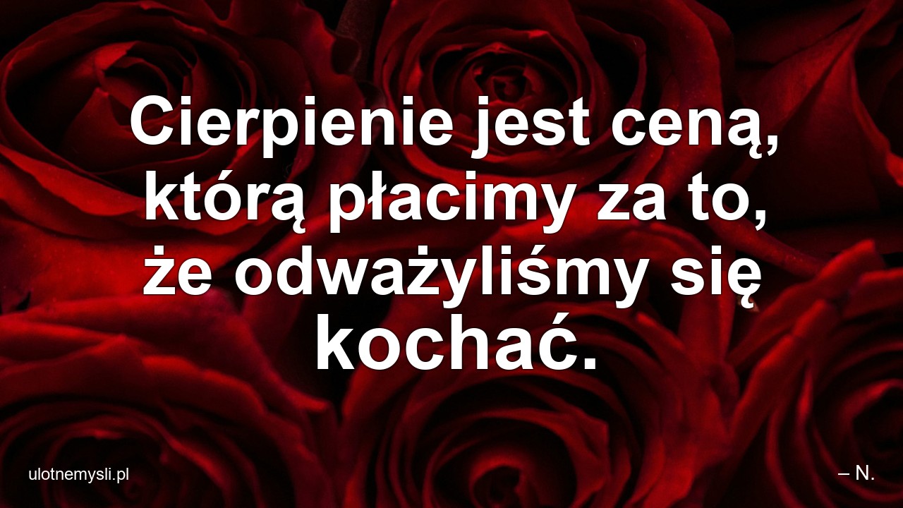 Cierpienie jest ceną,  którą płacimy za to,  że odważyliśmy się kochać.
