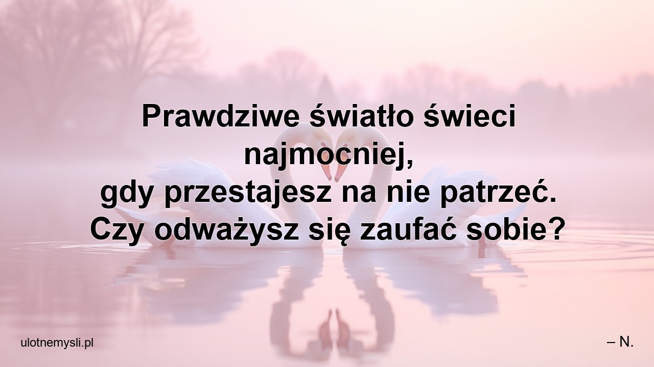 Prawdziwe światło świeci najmocniej,  gdy przestajesz na nie patrzeć. Czy odważysz się zaufać sobie?