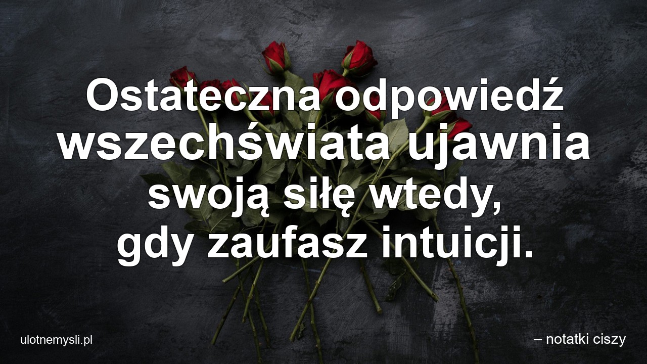 Ostateczna odpowiedź wszechświata ujawnia swoją siłę wtedy,  gdy zaufasz intuicji.