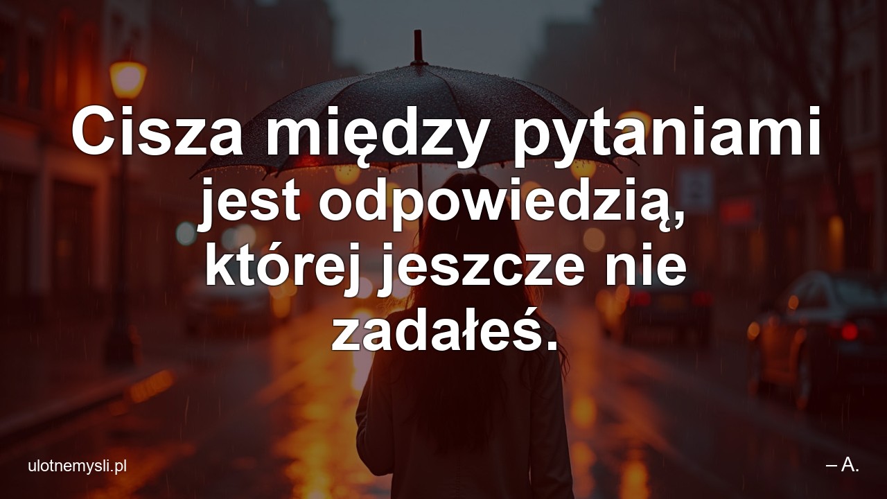 Cisza między pytaniami jest odpowiedzią,  której jeszcze nie zadałeś.
