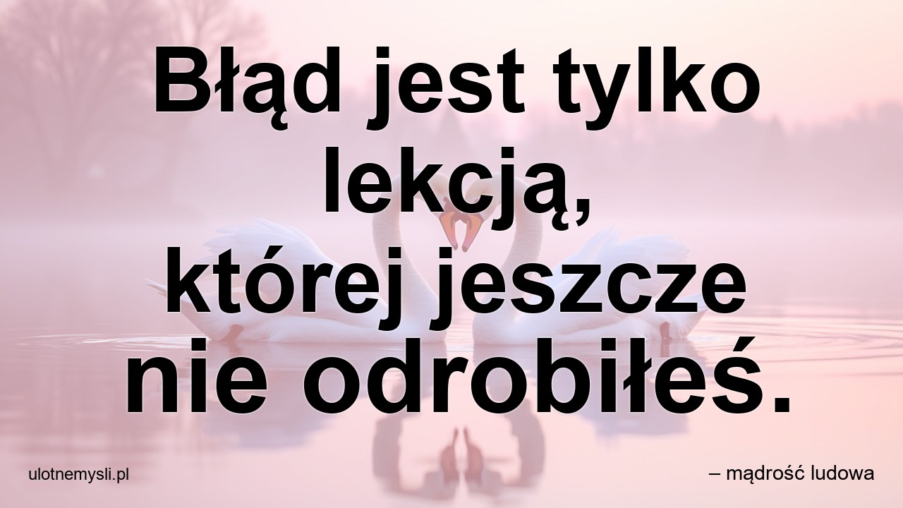 Błąd jest tylko lekcją,  której jeszcze nie odrobiłeś.