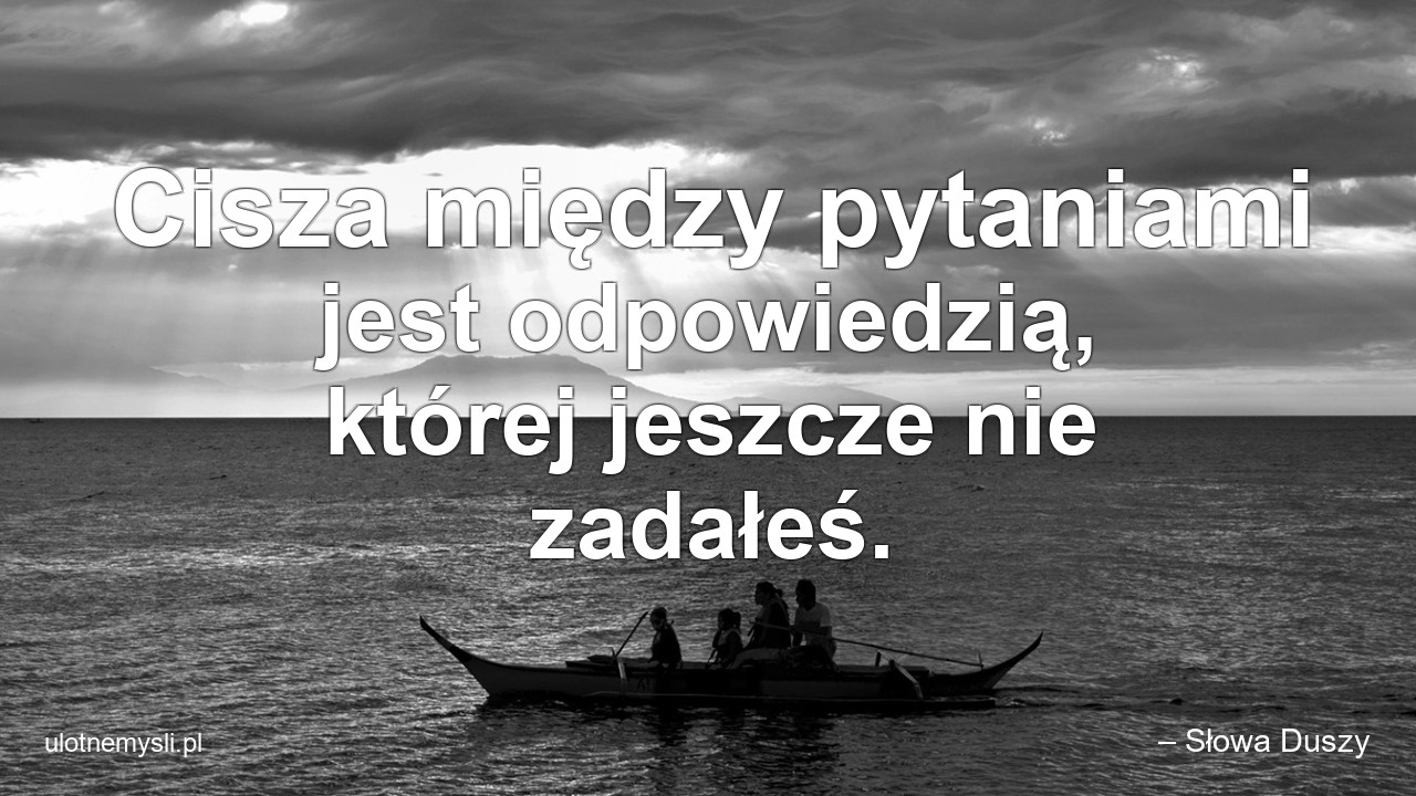 Cisza między pytaniami jest odpowiedzią,  której jeszcze nie zadałeś.