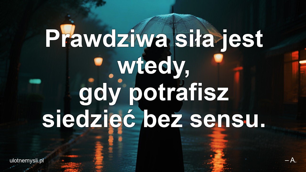 Prawdziwa siła jest wtedy,  gdy potrafisz siedzieć bez sensu.
