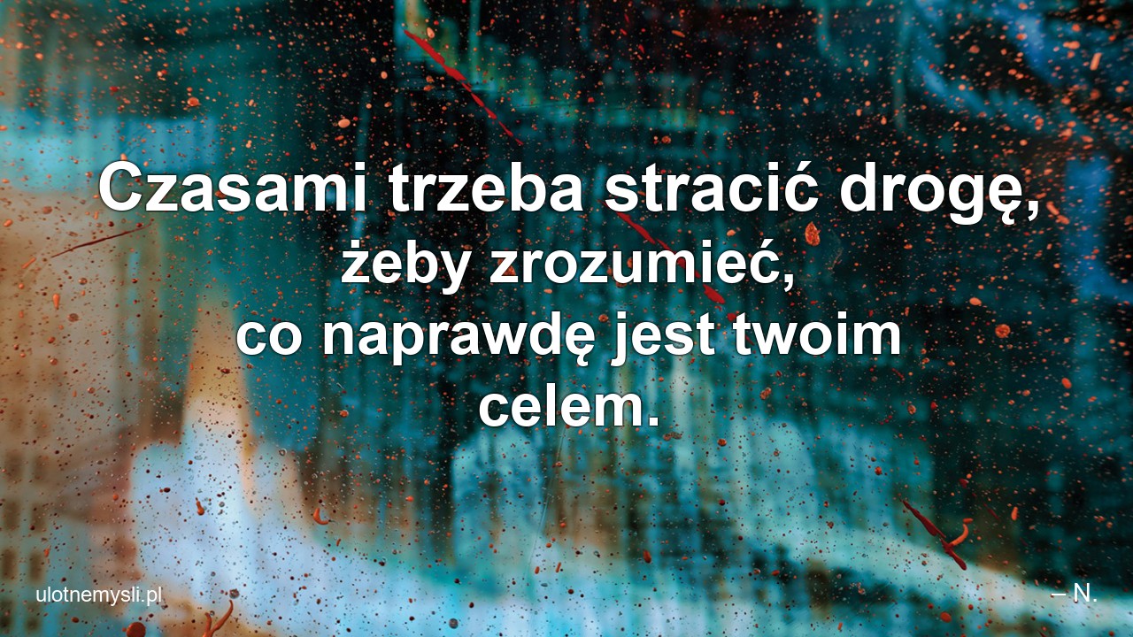 Czasami trzeba stracić drogę,  żeby zrozumieć,  co naprawdę jest twoim celem.