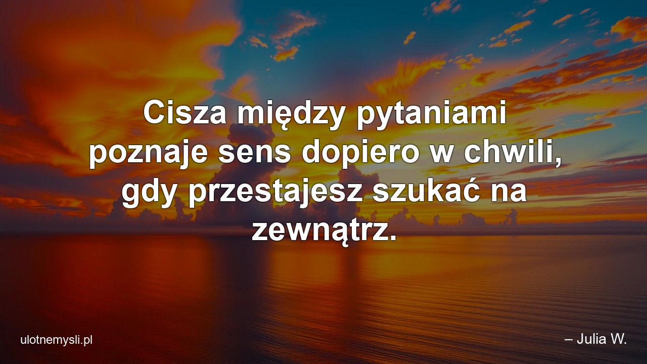 Cisza między pytaniami poznaje sens dopiero w chwili,  gdy przestajesz szukać na zewnątrz.