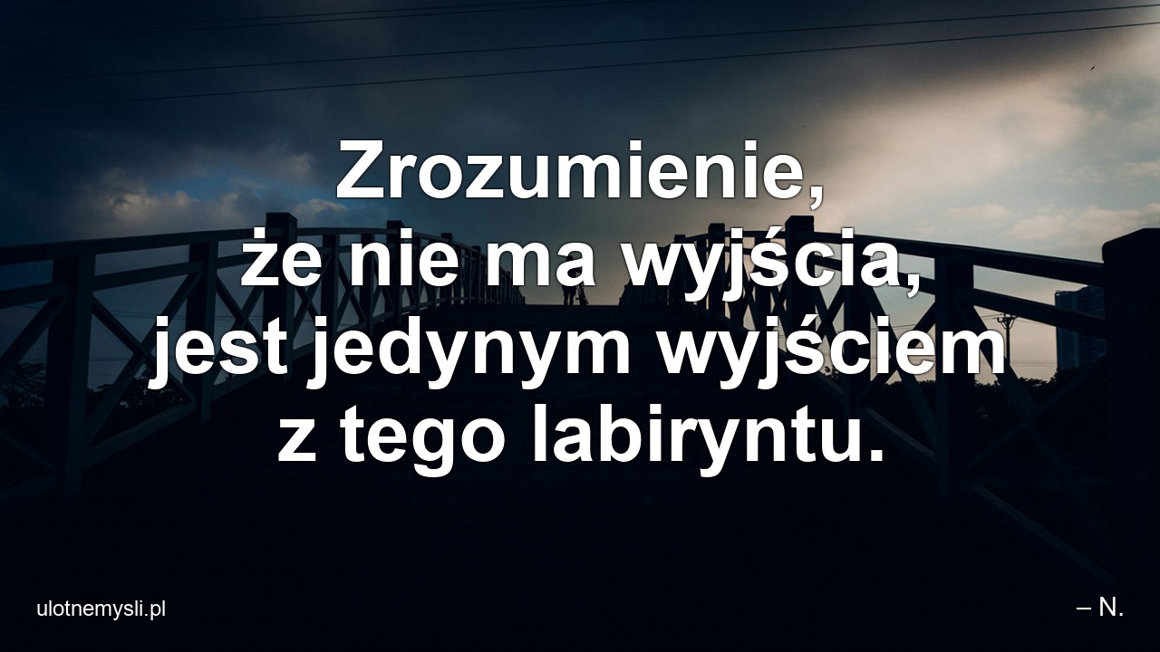 Zrozumienie,  że nie ma wyjścia,  jest jedynym wyjściem z tego labiryntu.