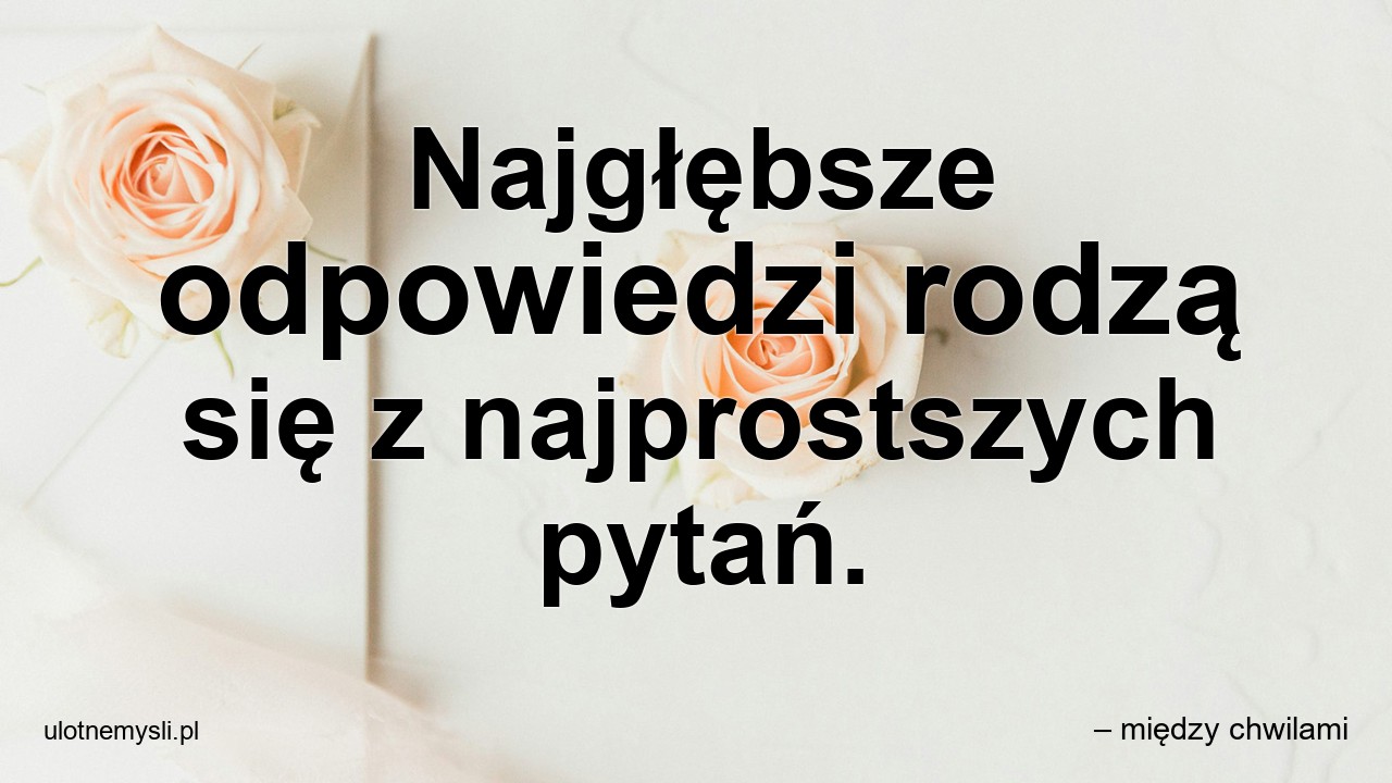 Najgłębsze odpowiedzi rodzą się z najprostszych pytań.
