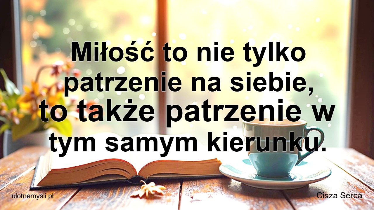 Miłość to nie tylko patrzenie na siebie,  to także patrzenie w tym samym kierunku.